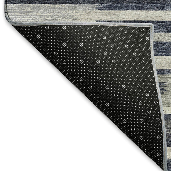 HomeRoots 8' Modern Abstract Gray Charcoal & Ivory Round Rug - Washable, UV Protected, Durable & Stylish! 644937