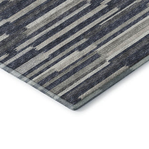 HomeRoots 8' Modern Abstract Gray Charcoal & Ivory Round Rug - Washable, UV Protected, Durable & Stylish! 644937