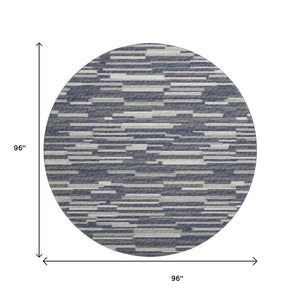 HomeRoots 8' Modern Abstract Gray Charcoal & Ivory Round Rug - Washable, UV Protected, Durable & Stylish! 644937