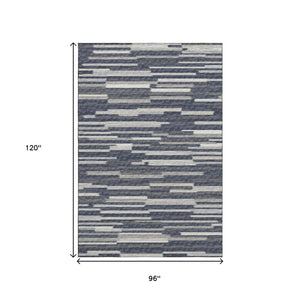 HomeRoots 8' X 10' Gray Charcoal and Ivory Abstract Washable Area Rug - Stain Resistant, UV Protected, Durable Design 644938