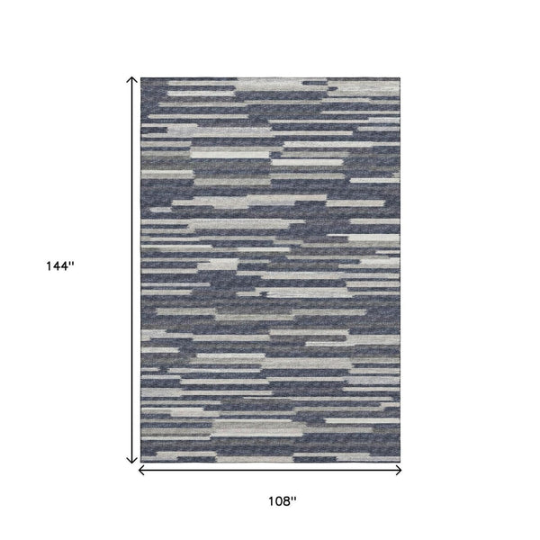 HomeRoots 9' X 12' Gray Charcoal & Ivory Abstract Area Rug – Washable, Stain Resistant, UV Protected for Durability 644939