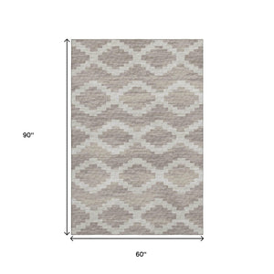 HomeRoots 5' X 8' Washable Tan Ivory Beige Tribal Area Rug with UV Protection - Durable, Stylish & Stain Resistant 644942