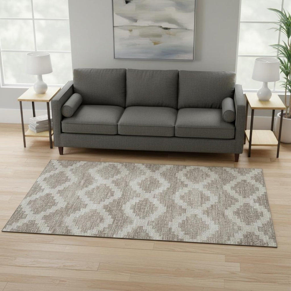 HomeRoots 5' X 8' Washable Tan Ivory Beige Tribal Area Rug with UV Protection - Durable, Stylish & Stain Resistant 644942