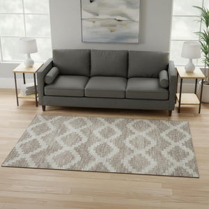 HomeRoots 5' X 8' Washable Tan Ivory Beige Tribal Area Rug with UV Protection - Durable, Stylish & Stain Resistant 644942