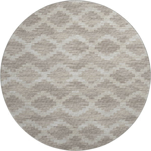 HomeRoots 8' Tribal Round Rug in Tan, Ivory & Beige – Washable, Stain-Resistant & UV-Protected for Every Space 644943