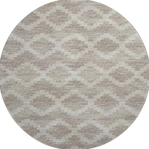 HomeRoots 8' Tribal Round Rug in Tan, Ivory & Beige – Washable, Stain-Resistant & UV-Protected for Every Space 644943