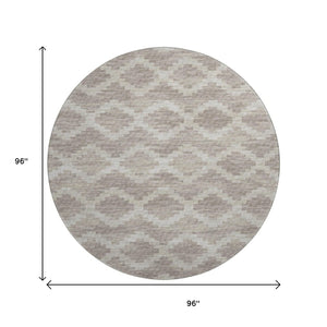 HomeRoots 8' Tribal Round Rug in Tan, Ivory & Beige – Washable, Stain-Resistant & UV-Protected for Every Space 644943