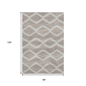 HomeRoots 8' X 10' Tan Ivory Beige Tribal Area Rug - Washable, UV Protected, Stain Resistant, Soft Comfort 644944