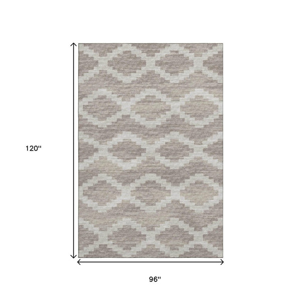 HomeRoots 8' X 10' Tan Ivory Beige Tribal Area Rug - Washable, UV Protected, Stain Resistant, Soft Comfort 644944