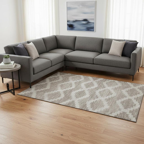 HomeRoots 8' X 10' Tan Ivory Beige Tribal Area Rug - Washable, UV Protected, Stain Resistant, Soft Comfort 644944