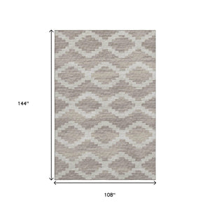 HomeRoots 9' X 12' Tan Ivory Beige Tribal Area Rug - UV Protected, Washable, Durable Style for Busy Homes 644945