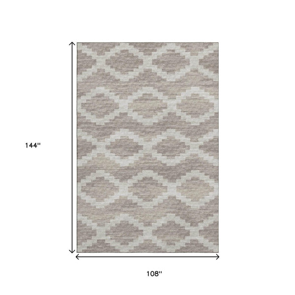 HomeRoots 9' X 12' Tan Ivory Beige Tribal Area Rug - UV Protected, Washable, Durable Style for Busy Homes 644945