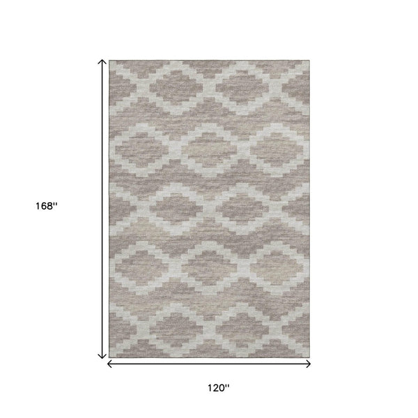 HomeRoots 10' X 14' Tan Ivory Beige Tribal Washable Area Rug - Durable, UV Protected, Kid & Pet Friendly! 644946