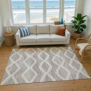 HomeRoots 10' X 14' Tan Ivory Beige Tribal Washable Area Rug - Durable, UV Protected, Kid & Pet Friendly! 644946