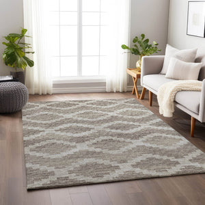 HomeRoots 10' X 14' Tan Ivory Beige Tribal Washable Area Rug - Durable, UV Protected, Kid & Pet Friendly! 644946