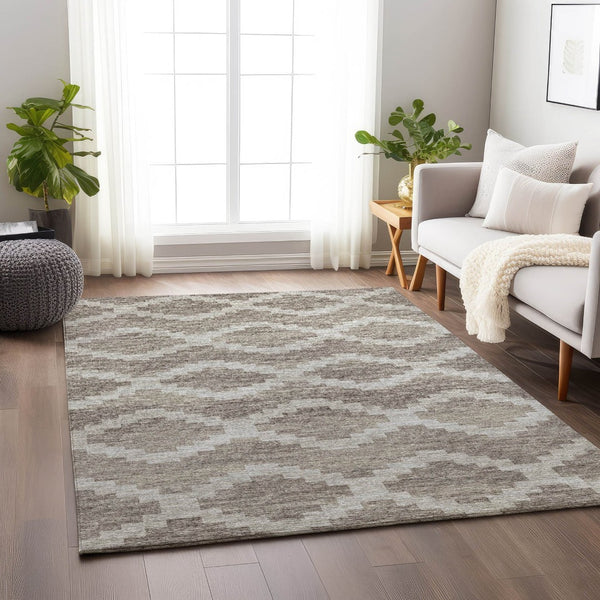 HomeRoots 10' X 14' Tan Ivory Beige Tribal Washable Area Rug - Durable, UV Protected, Kid & Pet Friendly! 644946