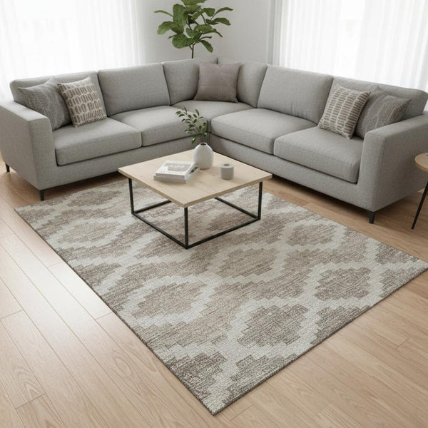 HomeRoots 10' X 14' Tan Ivory Beige Tribal Washable Area Rug - Durable, UV Protected, Kid & Pet Friendly! 644946