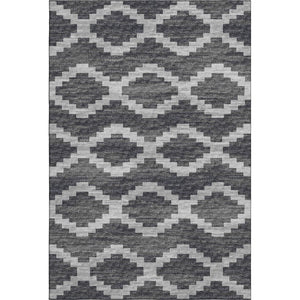 HomeRoots 5' Tribal Washable Area Rug in Gray, Ivory & Charcoal - UV Protected, Stain Resistant, Easy Care! 644954