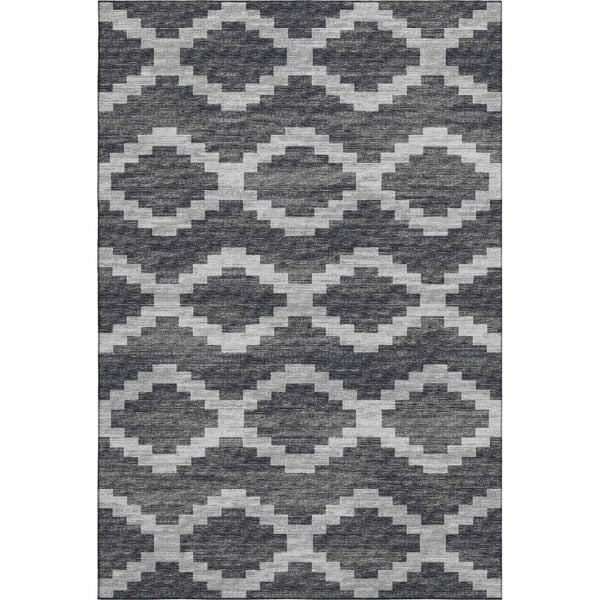 HomeRoots 5' Tribal Washable Area Rug in Gray, Ivory & Charcoal - UV Protected, Stain Resistant, Easy Care! 644954