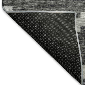 HomeRoots 5' Tribal Washable Area Rug in Gray, Ivory & Charcoal - UV Protected, Stain Resistant, Easy Care! 644954