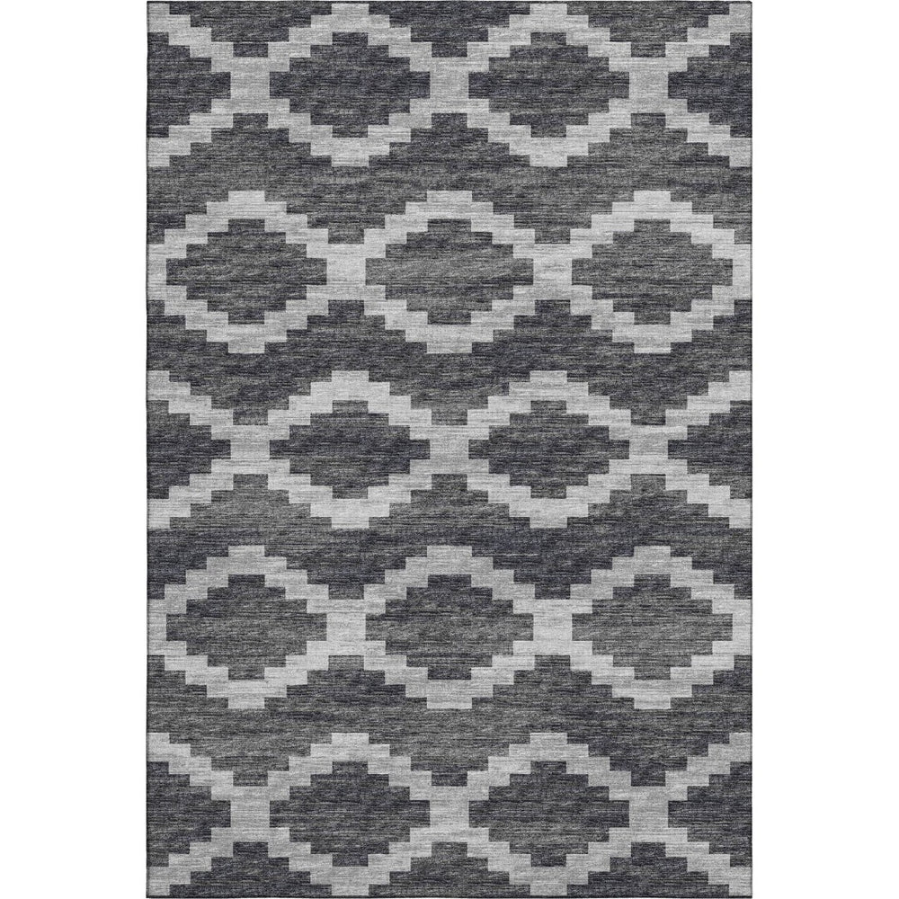 HomeRoots 9' Tribal Area Rug in Gray, Ivory & Charcoal – Washable, Stain Resistant, UV Protected for Busy Homes 644957