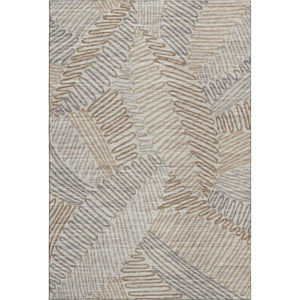 HomeRoots 8' X 10' Coffee Ivory Gray Botanical Leaves Area Rug - Washable, UV Protected, Stain-Resistant Design 644992