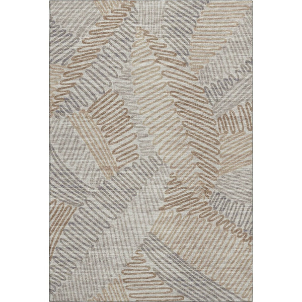 HomeRoots 8' X 10' Coffee Ivory Gray Botanical Leaves Area Rug - Washable, UV Protected, Stain-Resistant Design 644992