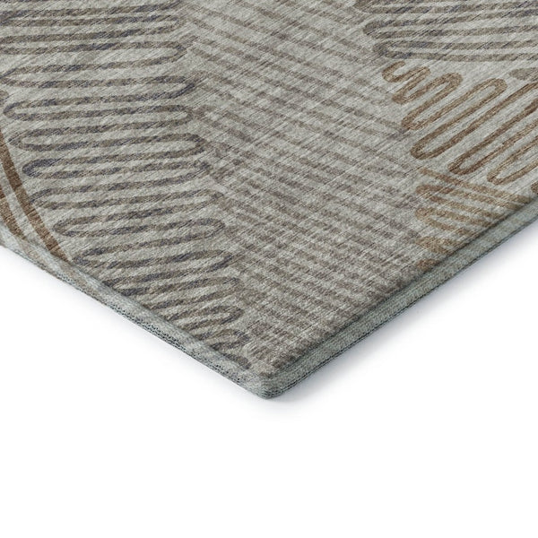 HomeRoots 8' X 10' Coffee Ivory Gray Botanical Leaves Area Rug - Washable, UV Protected, Stain-Resistant Design 644992