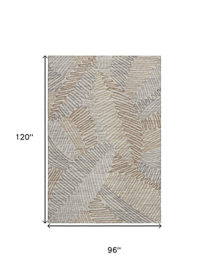 HomeRoots 8' X 10' Coffee Ivory Gray Botanical Leaves Area Rug - Washable, UV Protected, Stain-Resistant Design 644992