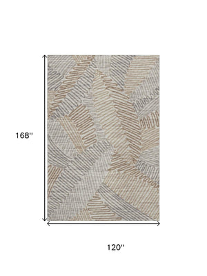 HomeRoots 10' X 14' Coffee Ivory Gray Botanical Leaves Area Rug - Washable, Stain Resistant, UV Protected Style 644994