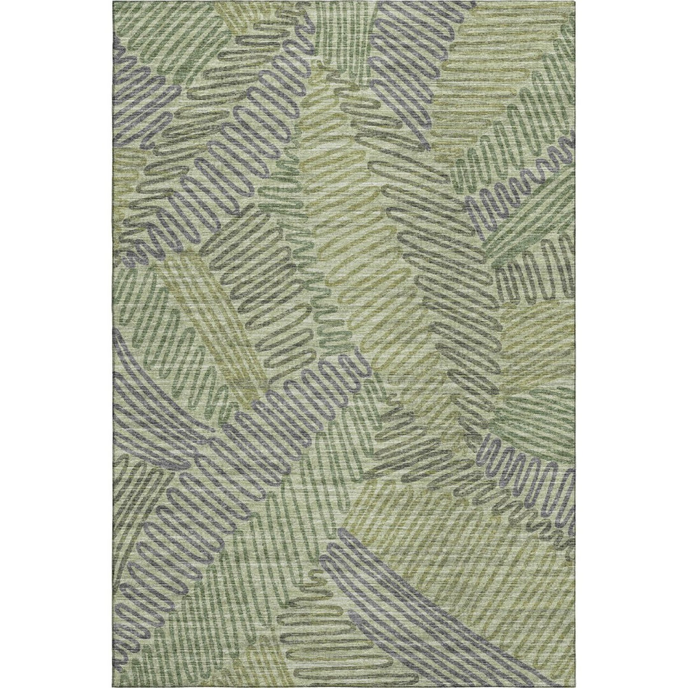 HomeRoots 5' X 8' Washable Green and Gray Botanical Area Rug with UV Protection for High-Traffic Spaces 644996