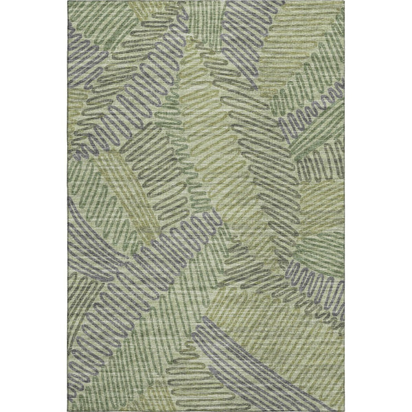 HomeRoots 5' X 8' Washable Green and Gray Botanical Area Rug with UV Protection for High-Traffic Spaces 644996