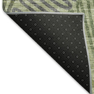 HomeRoots 5' X 8' Washable Green and Gray Botanical Area Rug with UV Protection for High-Traffic Spaces 644996
