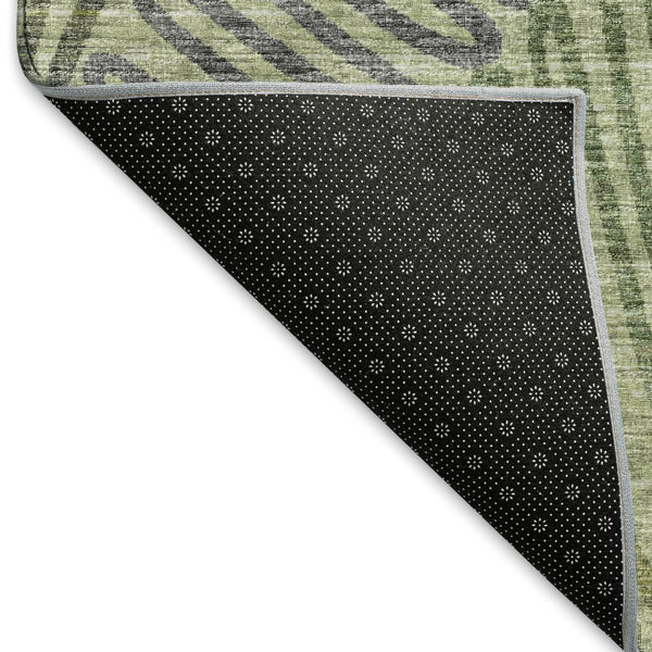 HomeRoots 5' X 8' Washable Green and Gray Botanical Area Rug with UV Protection for High-Traffic Spaces 644996