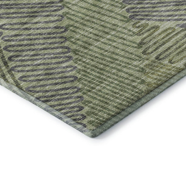 HomeRoots 5' X 8' Washable Green and Gray Botanical Area Rug with UV Protection for High-Traffic Spaces 644996