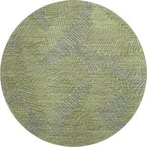 HomeRoots 8' Botanical Leaves Round Rug - Washable, UV Protected, Stylish Green & Gray Design for Any Room 644997