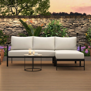 English Elm U_style Outdoor L-shaped Sectional Iron Frame Patio Sofa with Thick Foam Cushions Beige WY000480AAA