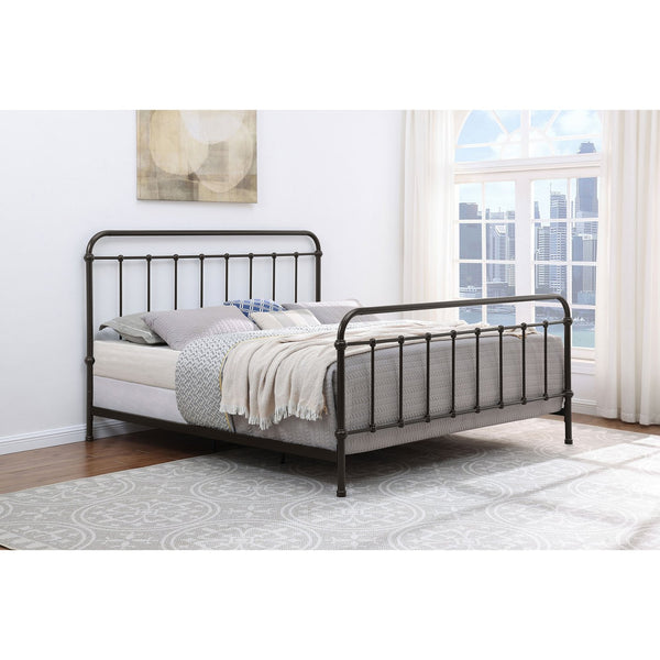 English Elm Olaleye Dark Bronze Metal Spindle Eastern King Bed Frame – Vintage Charm & Durable Design For Your Bedroom B062P353450