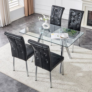 English Elm 51-inch Tempered Glass Rectangular Dining Table Electroplated Metal Base Open Plan White W3875S00004