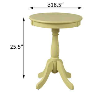English Elm Light Cottage Pedestal Side Table in Soft Yellow — Turned Wood Base, Rustic Farmhouse Charm, 25.5"H 18.5"W B062P181370