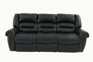 English Elm Plush Power Reclining Sofa Bonded Leather with Usb Charging Nailhead Trim 3 Seat B011P467626