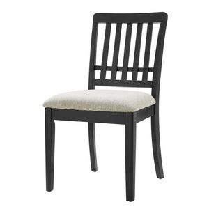 English Elm 2-piece Scandinavian Rubberwood Dining Chair Set with Curved Backrest and Padded Fabric Seat Black N752P405934B