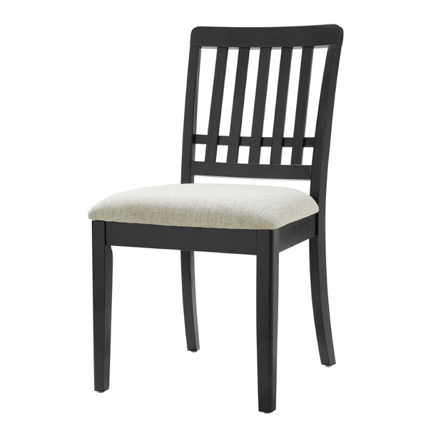 English Elm 2-piece Scandinavian Rubberwood Dining Chair Set with Curved Backrest and Padded Fabric Seat Black N752P405934B