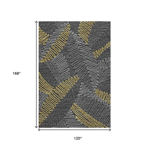 HomeRoots 10' X 14' Washable Area Rug with Botanical Leaves Design - Durable, UV-Protected & Easy Care! 645012