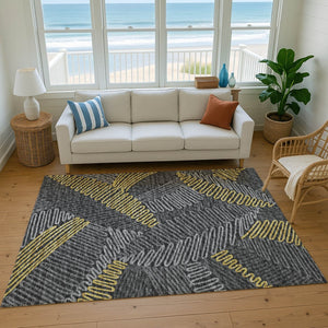 HomeRoots 10' X 14' Washable Area Rug with Botanical Leaves Design - Durable, UV-Protected & Easy Care! 645012