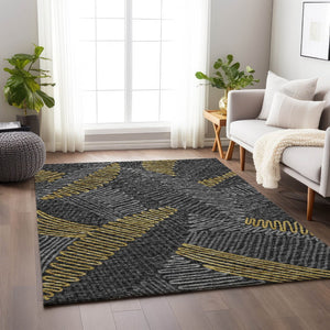 HomeRoots 10' X 14' Washable Area Rug with Botanical Leaves Design - Durable, UV-Protected & Easy Care! 645012