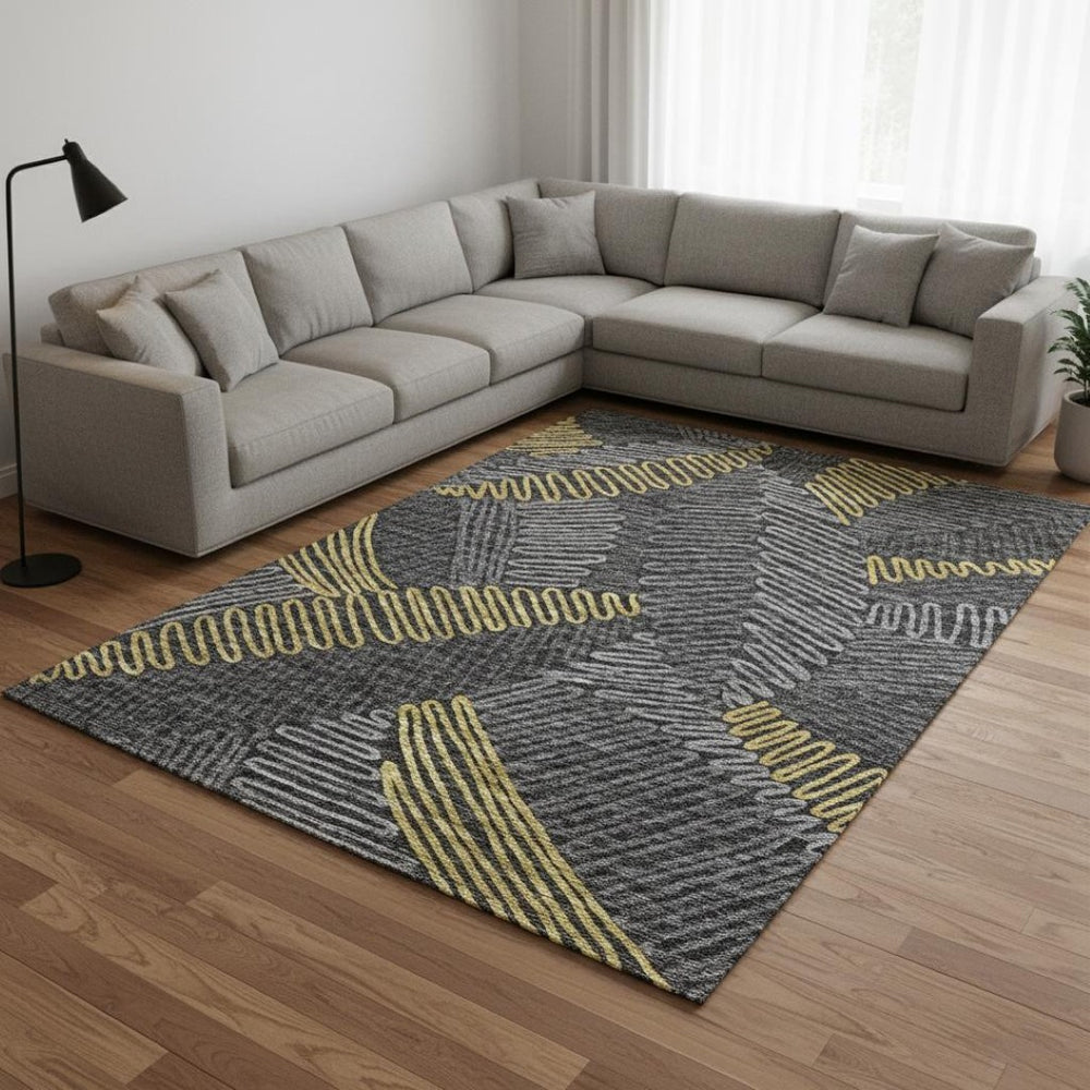 HomeRoots 10' X 14' Washable Area Rug with Botanical Leaves Design - Durable, UV-Protected & Easy Care! 645012