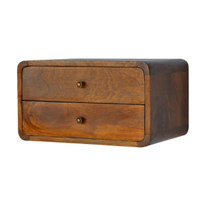 HomeRoots 18" Brown Solid Wood Floating Nightstand - Stylish Mango Wood Design, Space-Saving Wall-Mounted Table 645013