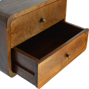 HomeRoots 18" Brown Solid Wood Floating Nightstand - Stylish Mango Wood Design, Space-Saving Wall-Mounted Table 645013