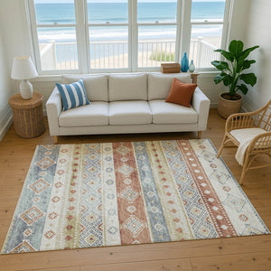 HomeRoots 5' X 8' Desert Sand Tribal Area Rug with UV Protection - Stylish, Washable, Durable, and Easy-Care! 645015